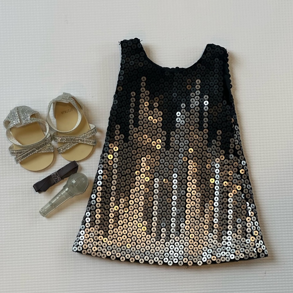 American Girl Black and Silver Sequin Dress Set